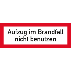 Brandschutzzeichen Afuzug im Brandfall nicht benutzen DIN 4066, Folie, 210 x 74 mm