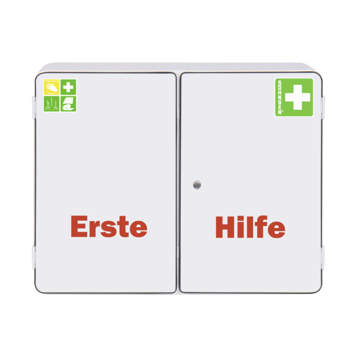 Verbandschrank London, gefüllt DIN 13169, 2-türig