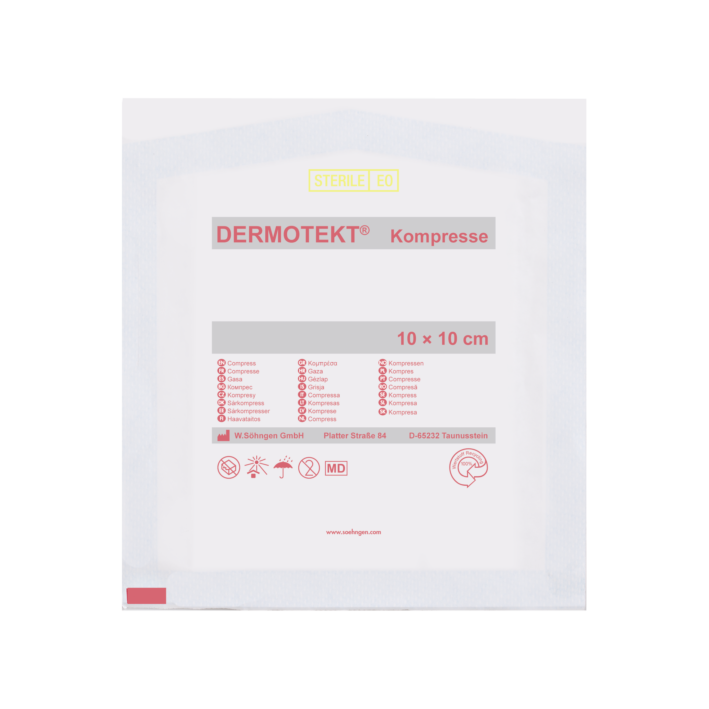 Kompresse V DERMOTEKT® DIN 13152, 10 x 10 cm,  einzeln, steril