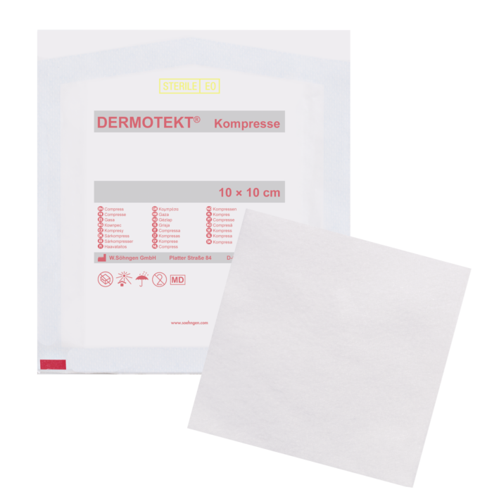 Kompresse V DERMOTEKT® DIN 13152, 10 x 10 cm,  einzeln, steril