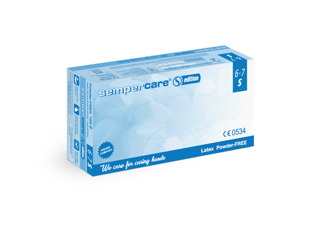 Sempercare Edition Latex Handschuhe, Grösse S, weiss, puderfrei (100 Stk.)