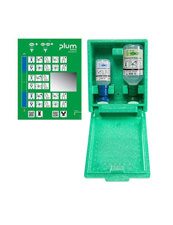 [PLU-4789] Augen-Notfallstation in Wandbox mit je 1 ph Neutral + NaCI Augenspülflasche