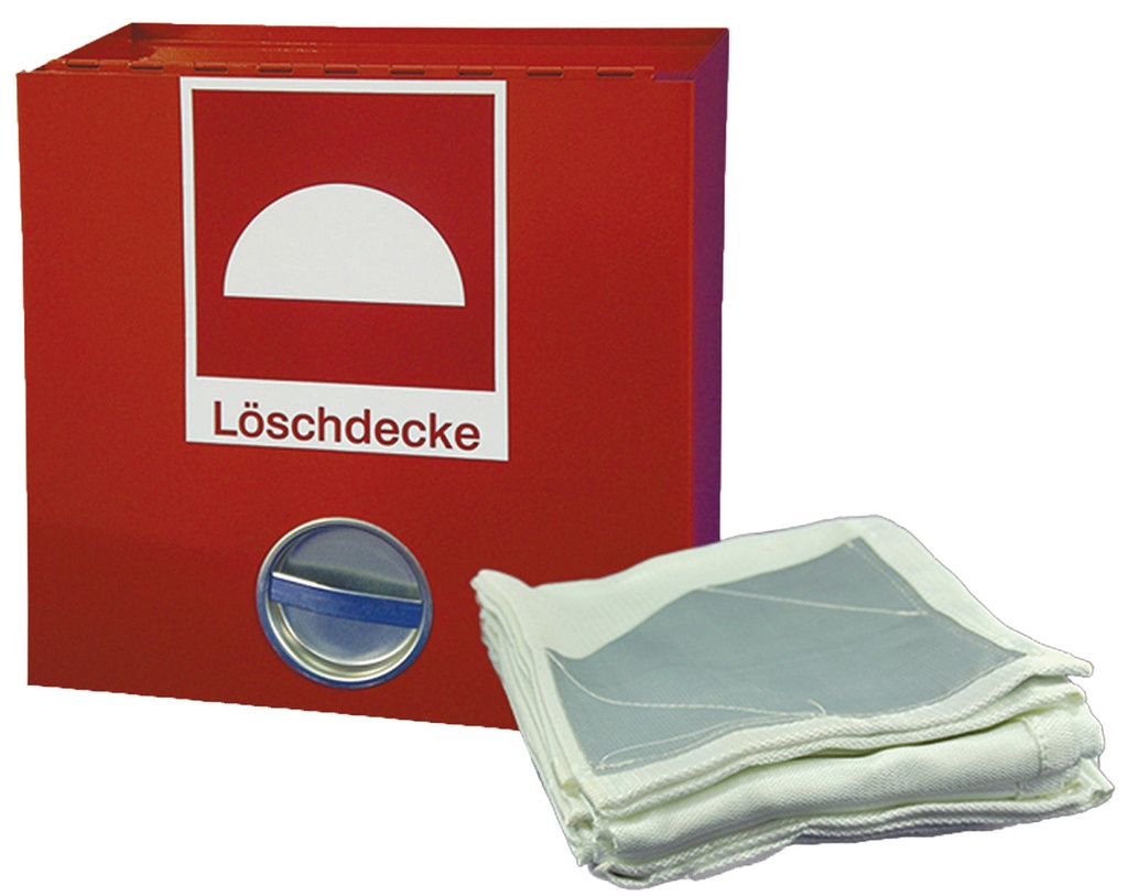 Löschdecke im Metallbehälter