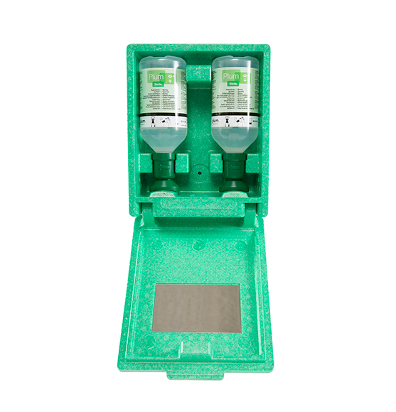 [PLU-4650] Augenspülstation in Wandbox mit 2x500 ml Plum Augenspülung